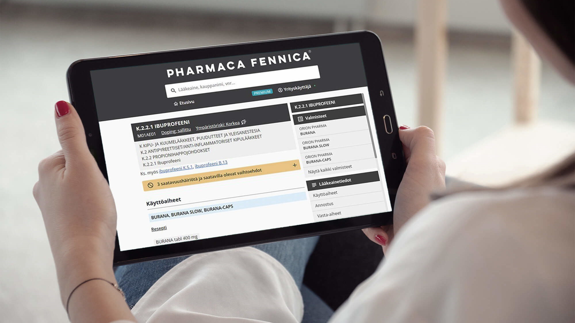Pharmaca Fennica® Premium tabletin ruudulla